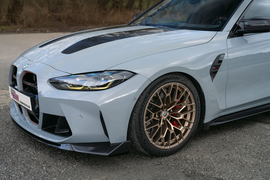 BMW M3 CS G80 on KW coilovers, front wheel and fender detail