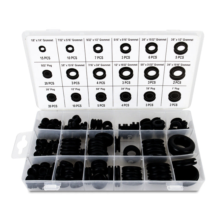 Mishimoto Rubber Grommet Assortment - 125Pc Durable Nitrile Kit with 11 Grommet Sizes and 7 Plug Sizes for Automotive Applications - OneFastShop