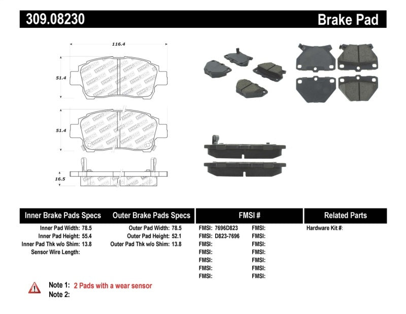 Stoptech Performance Rear Brake Pads for 00-05 Celica GT-S - OneFastShop