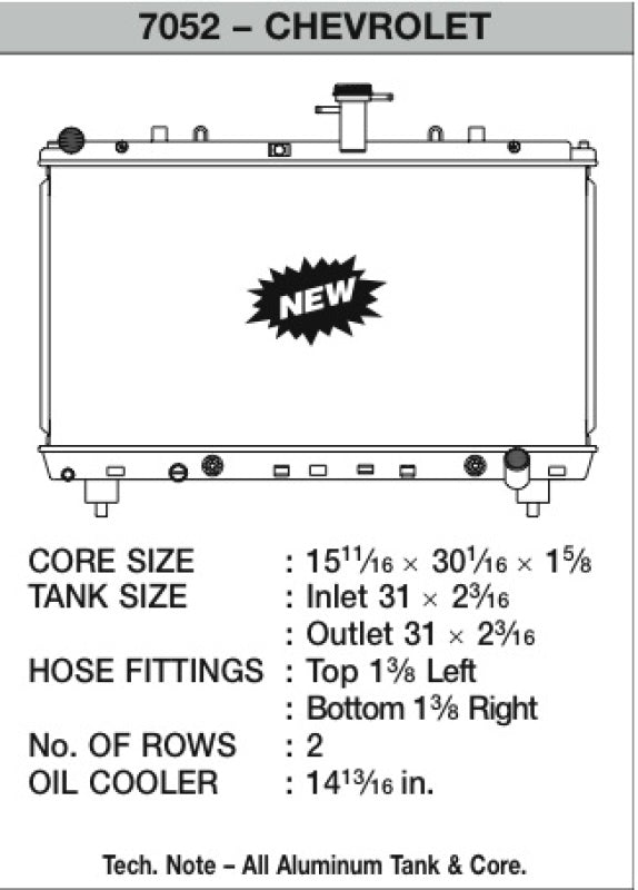 CSF High-Performance All-Aluminum Radiator for Chevrolet Camaro SS 2012-2015