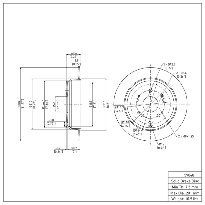 DFC 05-18 Acura RDX Rear Brake Rotor DFC 05-18 Acura RDX Rear Brake Rotor