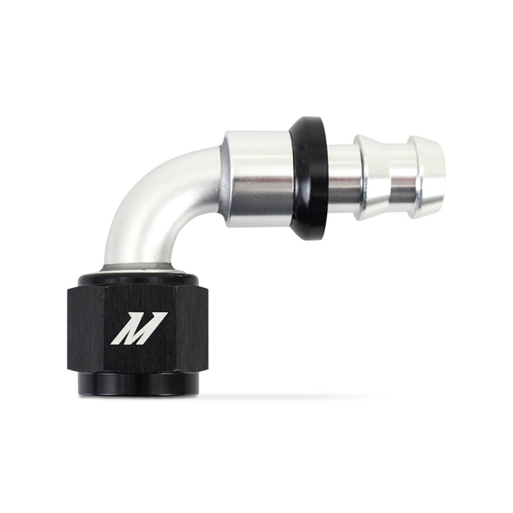 Mishimoto 90 Degree Push Lock Fitting 8AN Silver Black - OneFastShop