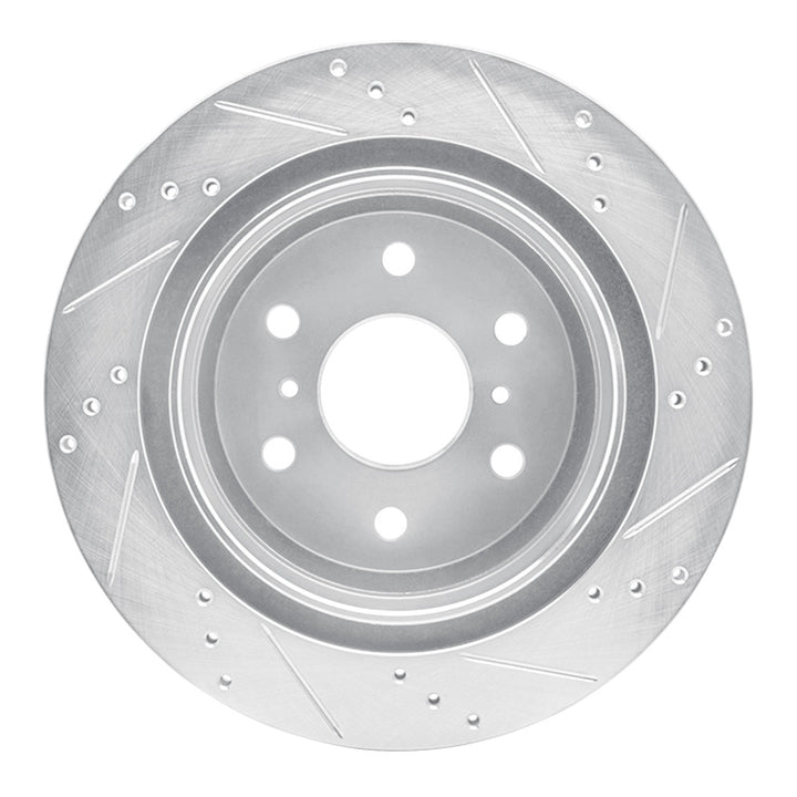 R1 07-20 Cadillac Escalade EXT Rear Left Drilled and Slotted Silver Brake Rotor