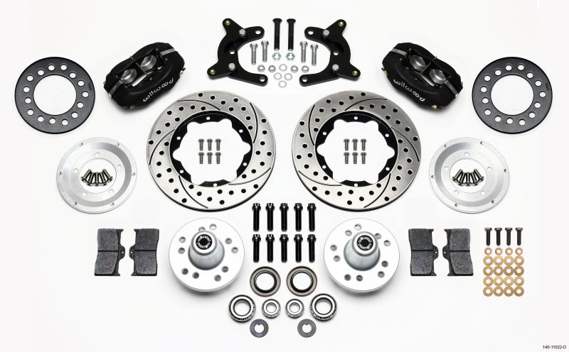 Wilwood Forged Dynalite Drilled Front Big Brake Kit 11.00in 9in Drum Spindle - Dodge / Plymouth A-Body 1960-1972