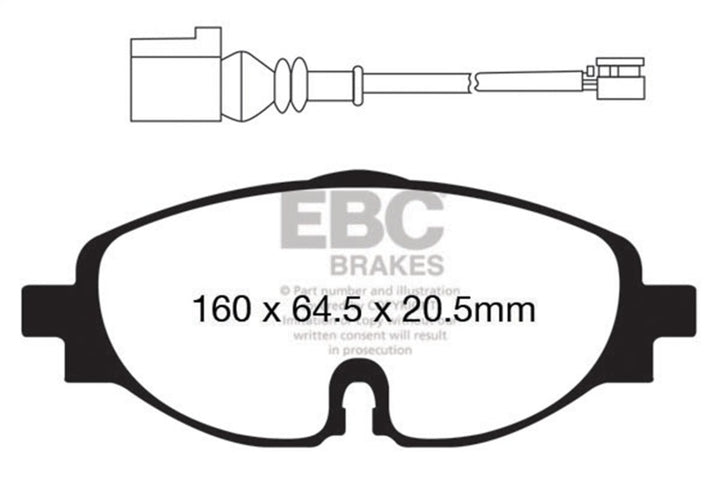 EBC Yellowstuff Front Brake Pads for 2015-2020 Audi A3 1.8 Turbo - OneFastShop