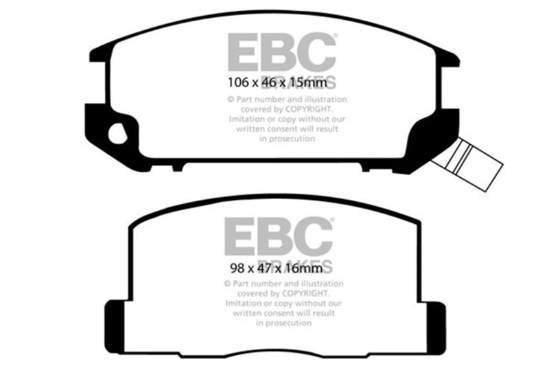 EBC Yellowstuff Rear Brake Pads for 85-90 Toyota MR2 1.6 - OneFastShop