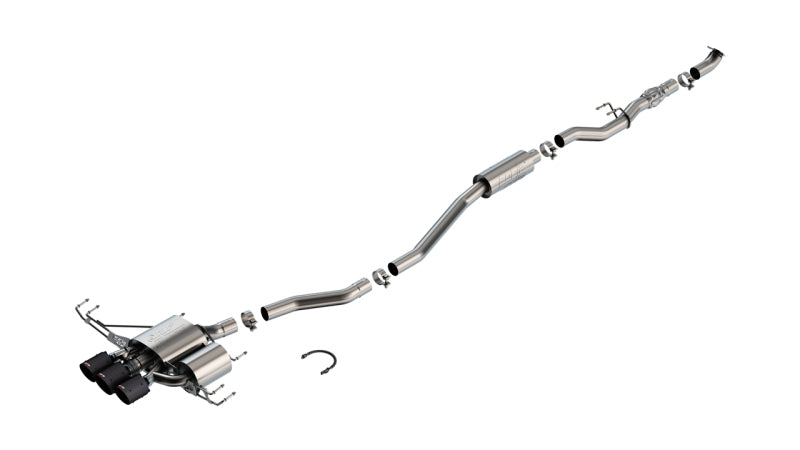 Borla Catback Exhaust System for 2023 Honda Civic Type R MT with 4in Black Anodized Carbon Fiber Tips