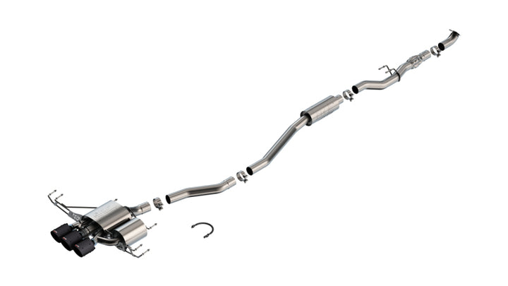 Borla Catback Exhaust System for 2023 Honda Civic Type R MT with 4in Black Anodized Carbon Fiber Tips