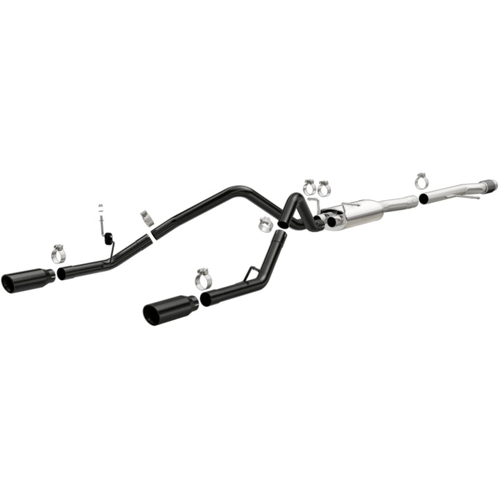 Magnaflow Cat-Back Exhaust 4in Black Dual Split Tips 14-15 Chevy Silverado/GMC Sierra 4.3L-5.3L - OneFastShop