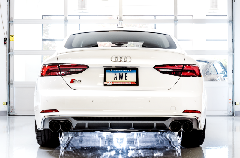 AWE Tuning Audi B9 S4 Track Edition Exhaust - Non-Resonated (Black 102mm Tips).