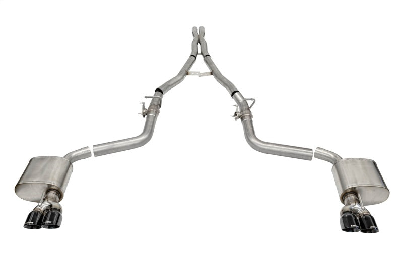CORSA Performance 2.75in Valved Cat-Back Exhaust for 15-23 Dodge Challenger SRT Hellcat Demon Redeye with Twin 3.5in Polished Black Tips