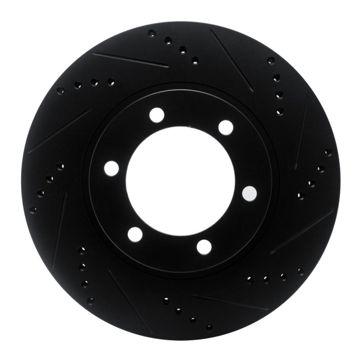 R1 03-09 Lexus GX470 Front Right Drilled and Slotted Black Brake Rotor