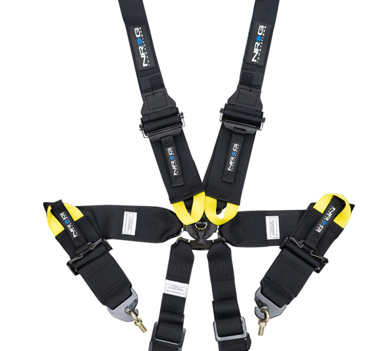 NRG Innovations FIA 6-Point Cam-Lock Racing Harness - HANS Compatible, Black
