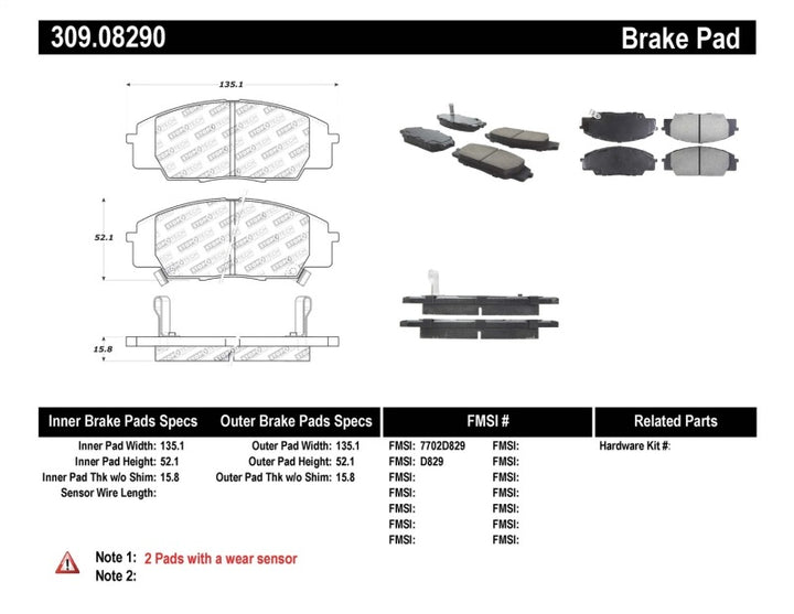 Stoptech Front Brake Pads with Para-Aramid Composites 00-09 S2000/06+ Civic Si/02-06 RSX-S - OneFastShop