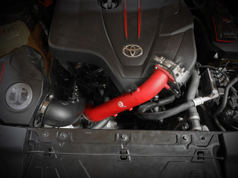 Afe BladeRunner Red 2-3/4in Aluminum Charge Pipe for 2021 Toyota Supra GR (A90) I4-2.0L (T) B48 - OneFastShop