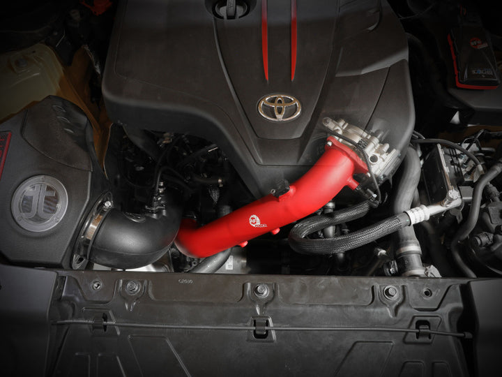 Afe BladeRunner Red 2-3/4in Aluminum Charge Pipe for 2021 Toyota Supra GR (A90) I4-2.0L (T) B48 - OneFastShop