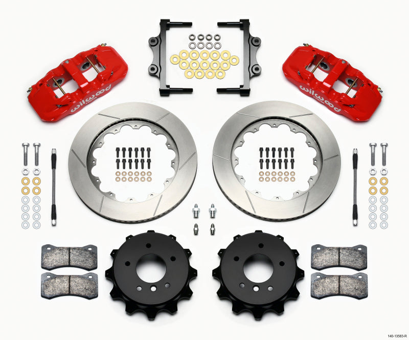 Wilwood AERO4 Rear Big Brake Kit 14.00in Slotted Red - BMW 325i, 328i (2006-2013)