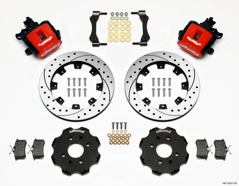 Wilwood Combination Parking Brake Rear Kit 12.19in Drilled Red Disc 2.39 Hub Offset for Honda Civic Acura Integra 1990-2001 - OneFastShop