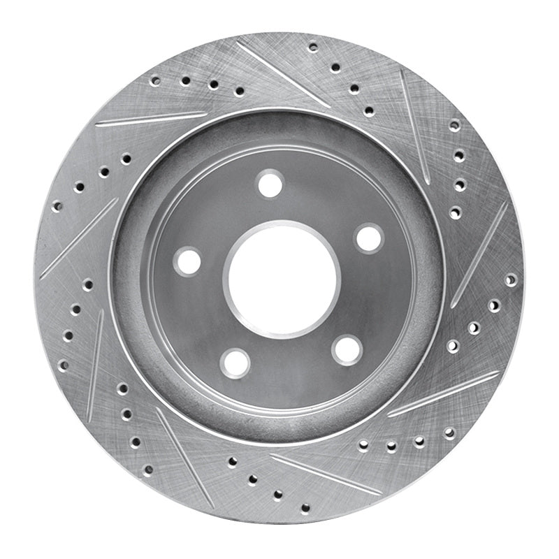 R1 02-24 Dodge Ram 1500 Front Left Drilled and Slotted Silver Brake Rotor