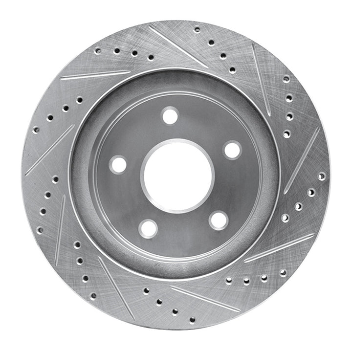 R1 02-24 Dodge Ram 1500 Front Left Drilled and Slotted Silver Brake Rotor