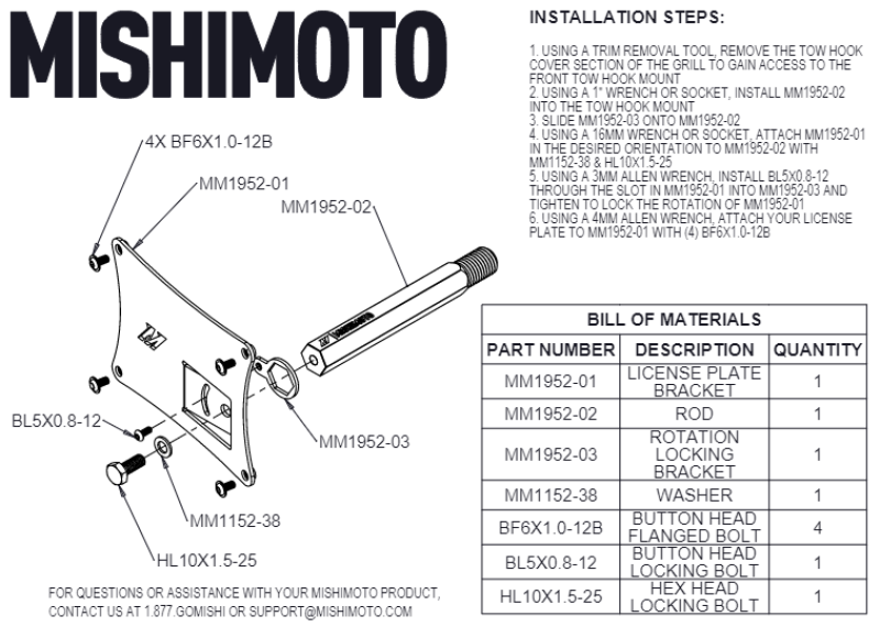 Mishimoto License Plate Relocation Kit for 2023+ Nissan Z - OneFastShop