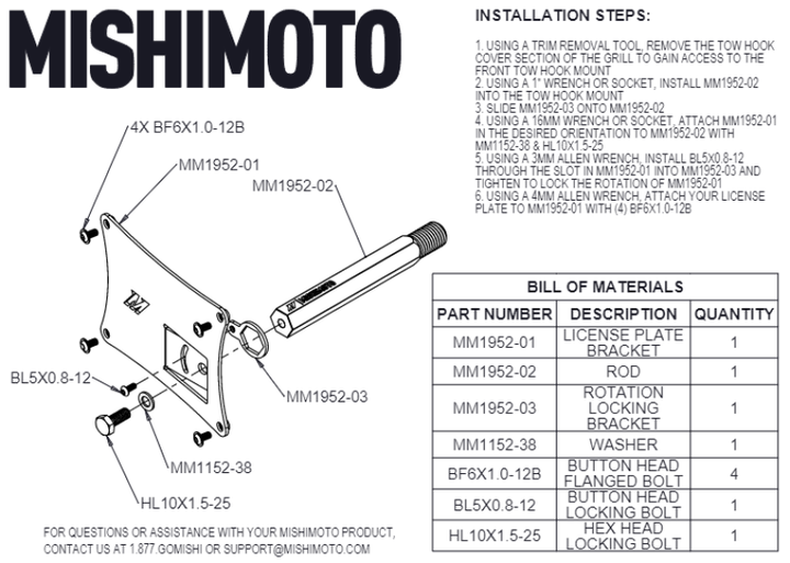 Mishimoto License Plate Relocation Kit for 2023+ Nissan Z - OneFastShop