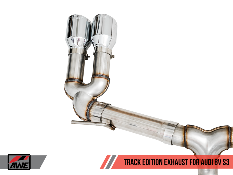 AWE Tuning Audi 8V S3 Track Edition Exhaust w/Chrome Silver Tips 102mm.