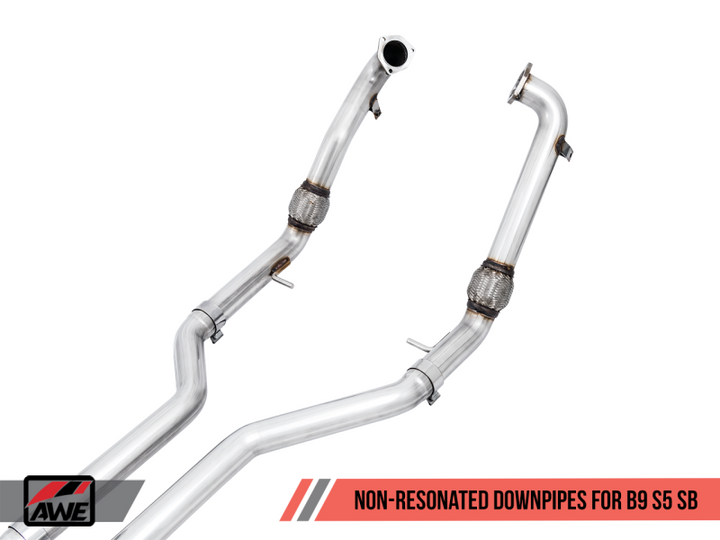 AWE Tuning Audi B9 S5 Sportback Track Edition Exhaust - Non-Resonated (Black 102mm Tips).