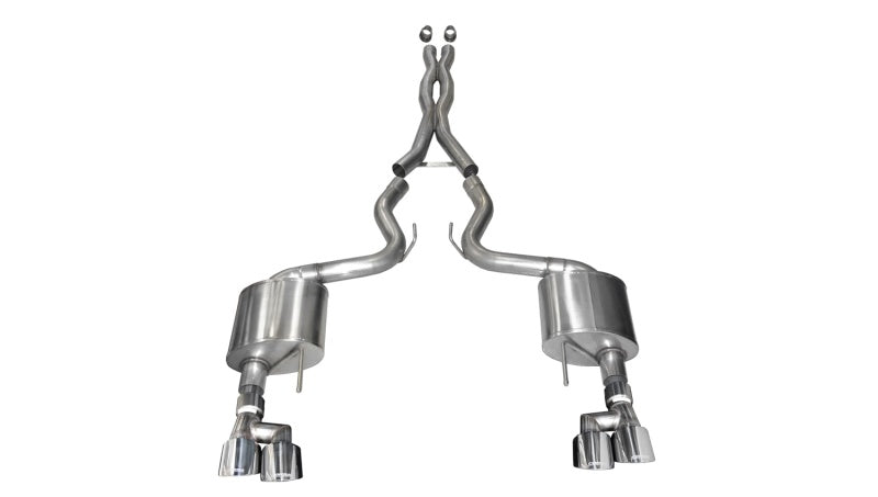 Corsa Sport Cat-Back Exhaust Ford Mustang 5.0L Dual Rear Exit 4in Tips (2018-2023) - OneFastShop