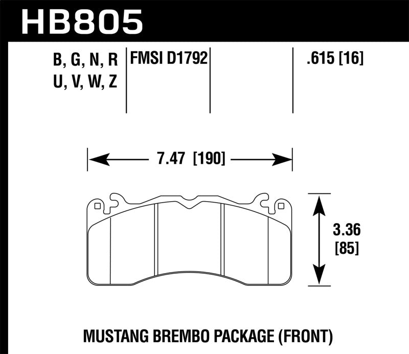 Hawk DTC-60 Front Brake Pads - Ford Mustang 2015-2019 (HB805G.615)