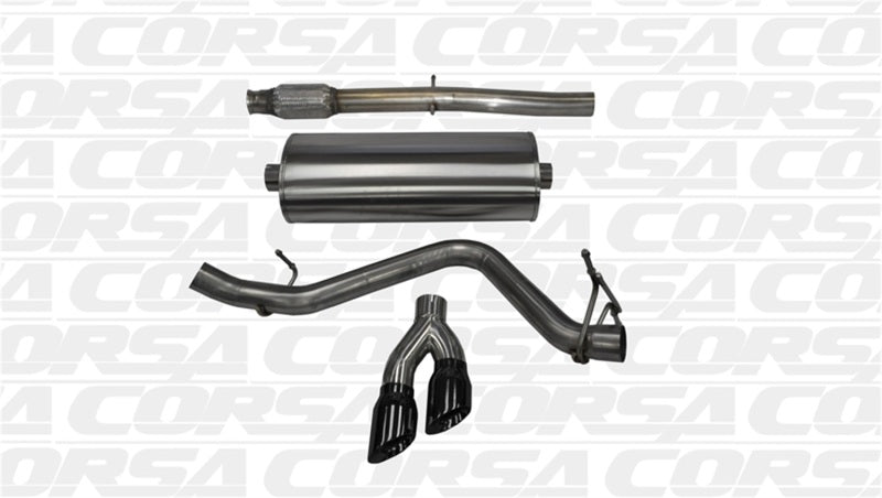 Corsa Black Sport Single Side CB Exhaust for 14-19 GMC Sierra/Chevy Silv 1500 Crew Cab/Short Bed 5.3L V8