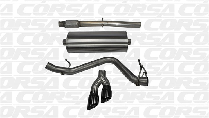 Corsa Black Sport Single Side CB Exhaust for 14-19 GMC Sierra/Chevy Silv 1500 Crew Cab/Short Bed 5.3L V8
