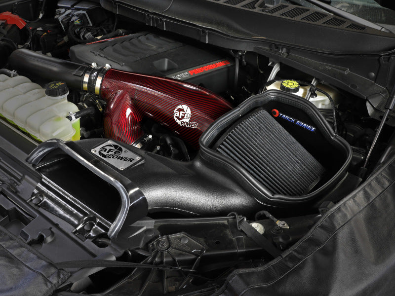 Afe Track Series Red Kevlar Carbon Fiber Cold Air Intake System with Black Pro 5R Filter for 17-24 Ford F-150 - OneFastShop