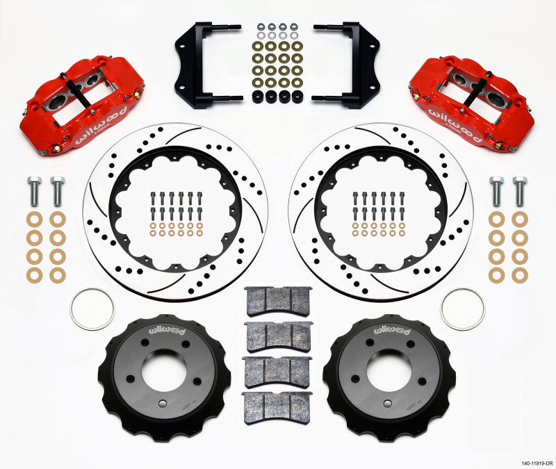 Wilwood Narrow Superlite 6R Front Drilled Big Brake Kit - Chevrolet Corvette C4 1985-1987 - Red