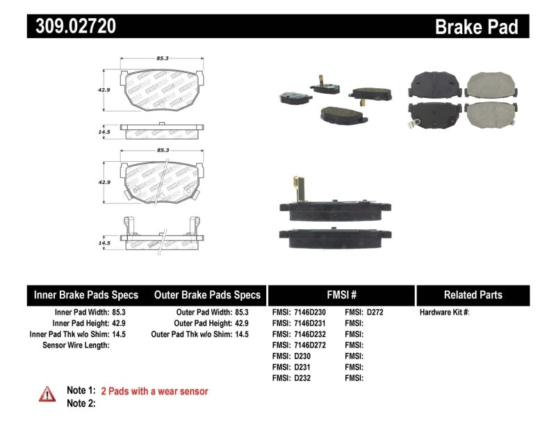 StopTech Rear Brake Pads with Para-Aramid Composites for 89-98 Nissan 240SX - OneFastShop
