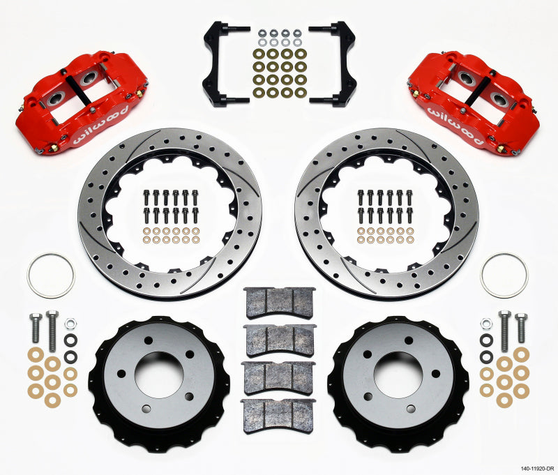 Wilwood Narrow Superlite 4R Rear Kit 12.88in Drilled Red 1984-1987 Corvette C4 - OneFastShop