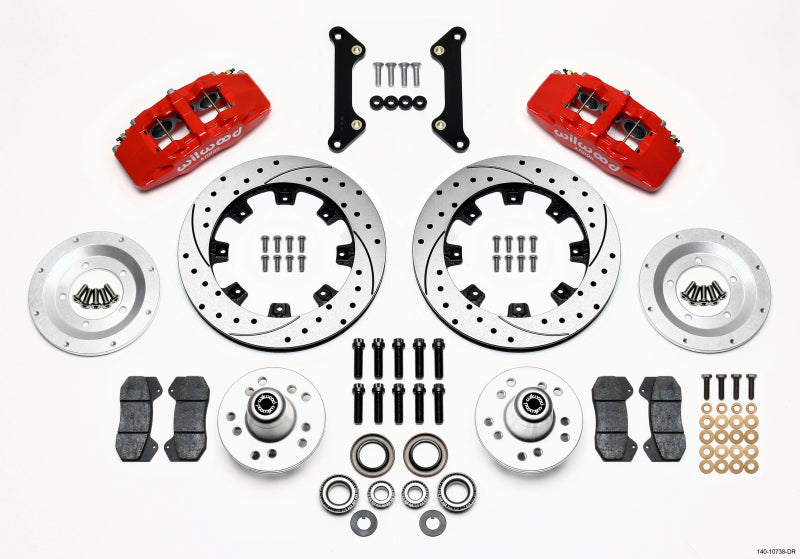 Wilwood Dynapro 6 Front Hub Kit 12.19in Drilled Red 70-78 Camaro - OneFastShop