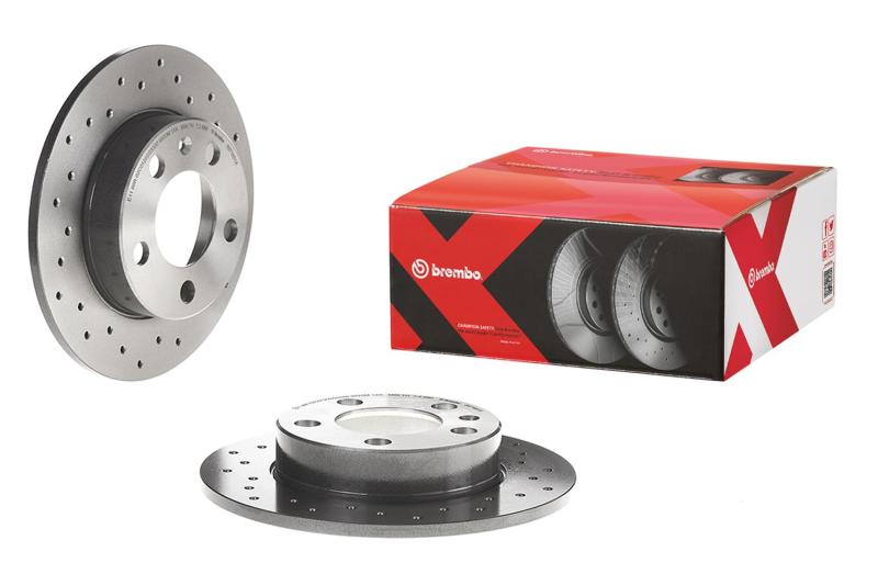 Brembo Xtra Cross-Drilled Rear Brake Rotor - Audi A3 / VW Golf / GTI 2009-2021