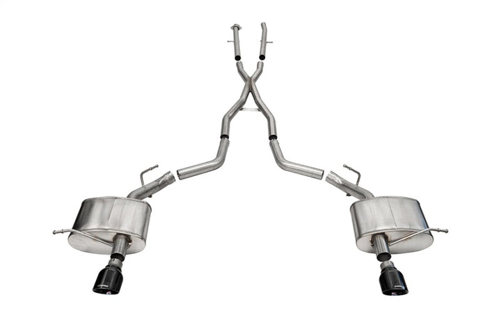 CORSA Performance 2.5in Cat-Back Exhaust Dual Rear Exit for 2011-2024 Dodge Durango Xtreme with Single 4.5in Black PVD Tips