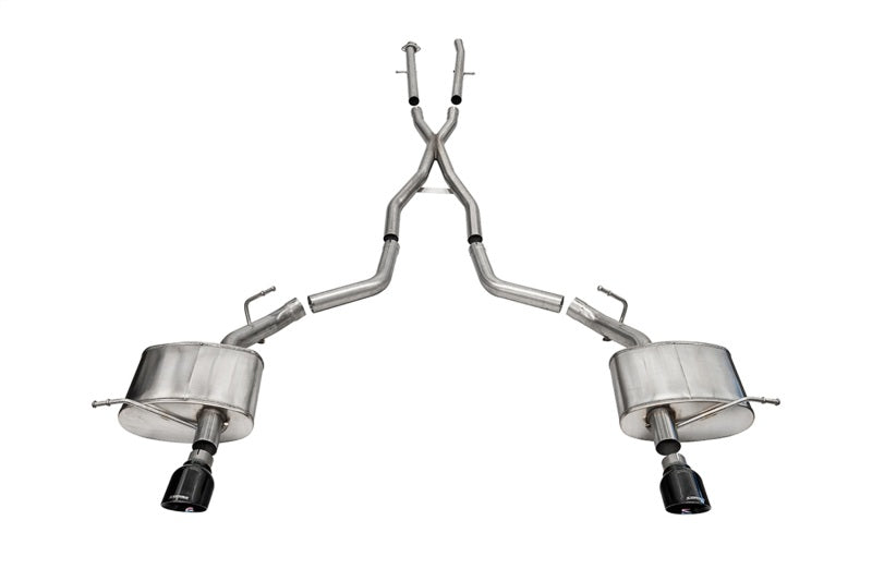 CORSA Performance 2.5in Cat-Back Exhaust Dual Rear Exit for 2011-2024 Dodge Durango Xtreme with Single 4.5in Black PVD Tips - OneFastShop