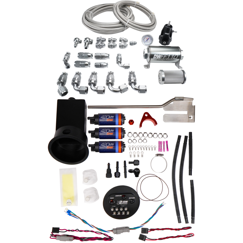 DeatschWerks X2 Surge Module with DW420 Pumps and PTFE Plumbing Kit for 94-02 Nissan Silvia and Skyline 240SX - OneFastShop