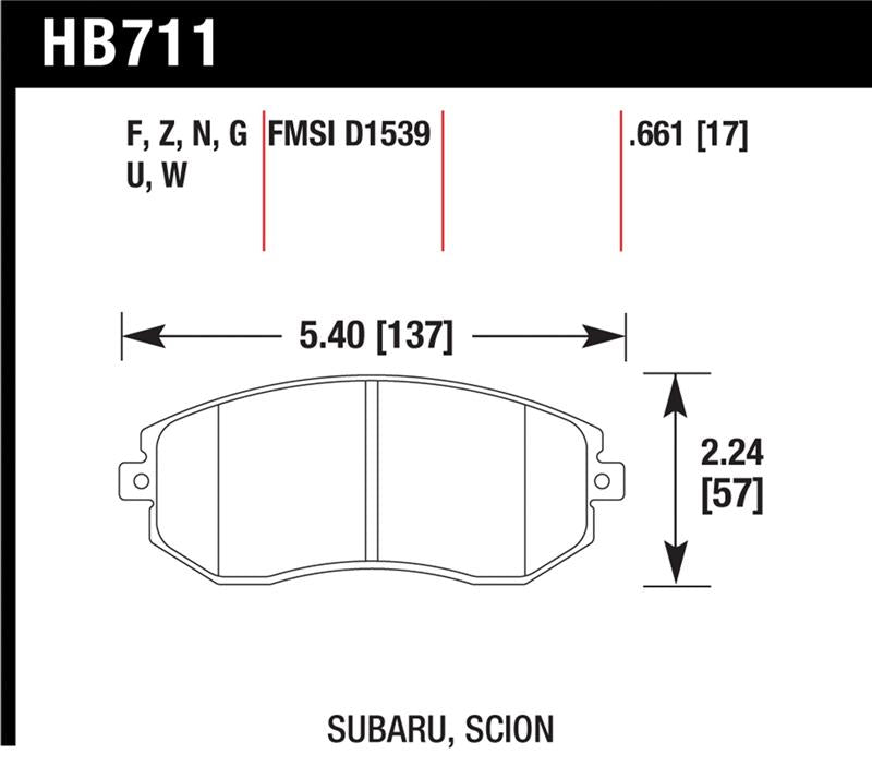 Hawk Performance Ceramic Front Brake Pads - Subaru BRZ, Toyota 86 2013-2017