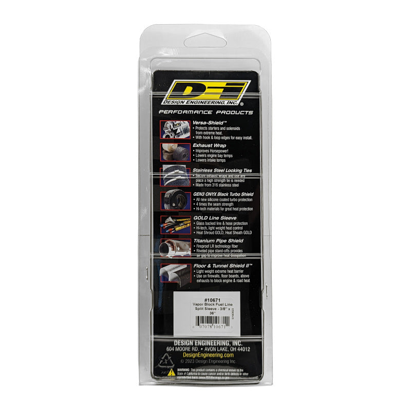 DEI Vapor Block Sleeve 3/8in x 36in for Fuel Line Heat Protection