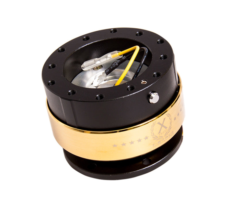 NRG Quick Release Gen 2.0 Black Body Chrome Gold Ring - Vehicle Compatibility Required