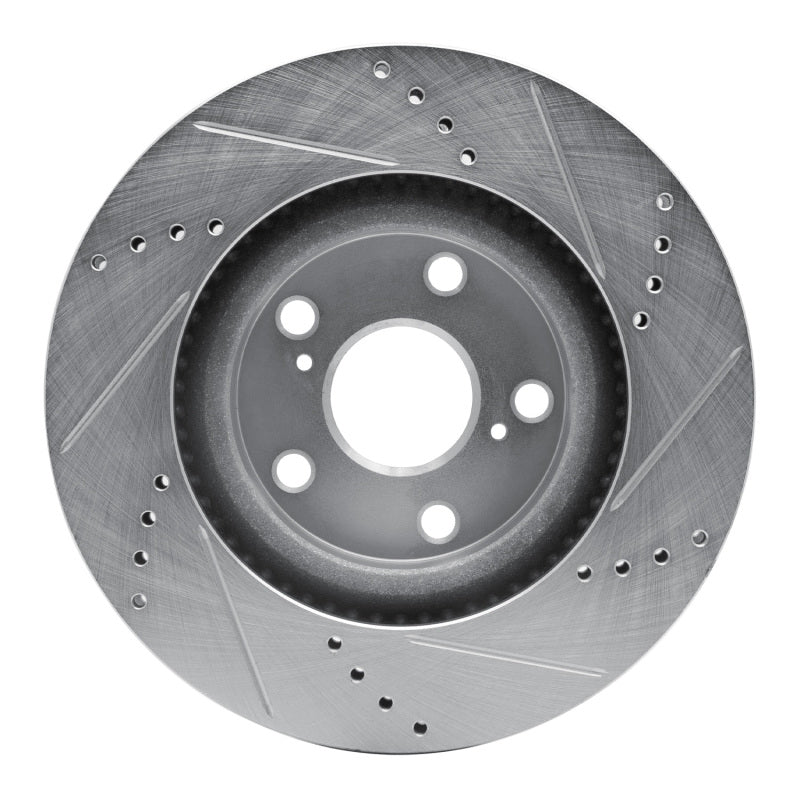 R1 06-20 Lexus ES300H Front Left Drilled And Slotted Silver Brake Rotor