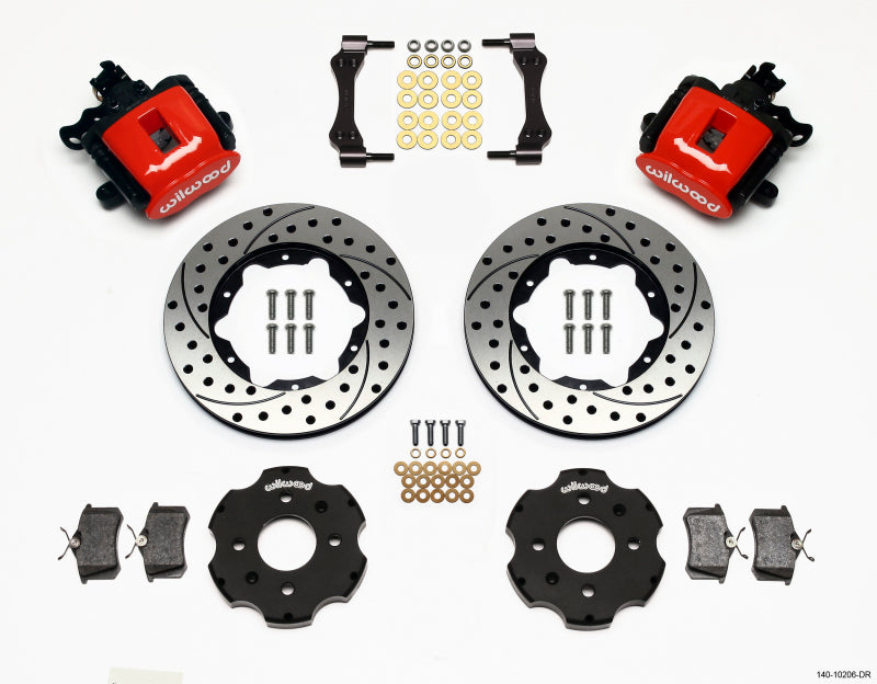 Wilwood Combination Parking Brake Rear Kit 11.00in Drilled Red for Acura Integra 1990-2001 and Honda Civic 1992-2000 - OneFastShop