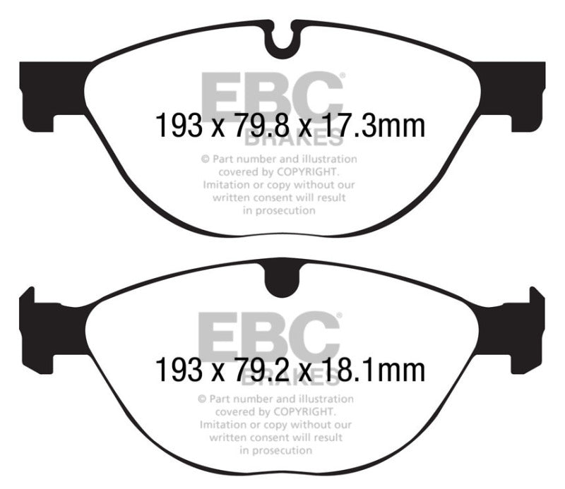 EBC Front Brake Pads 3.0 Supercharged (380) Redstuff - Jaguar F-Type 13+ (Cast Iron Only)