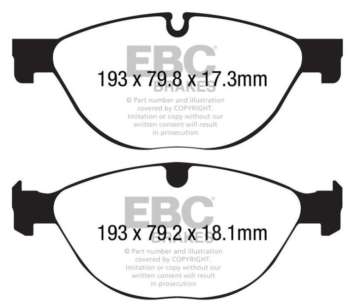 EBC Front Brake Pads 3.0 Supercharged (380) Redstuff - Jaguar F-Type 13+ (Cast Iron Only)
