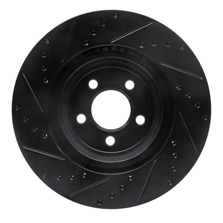 R1 09-23 Dodge Challenger Front Right Drilled and Slotted Black Brake Rotor