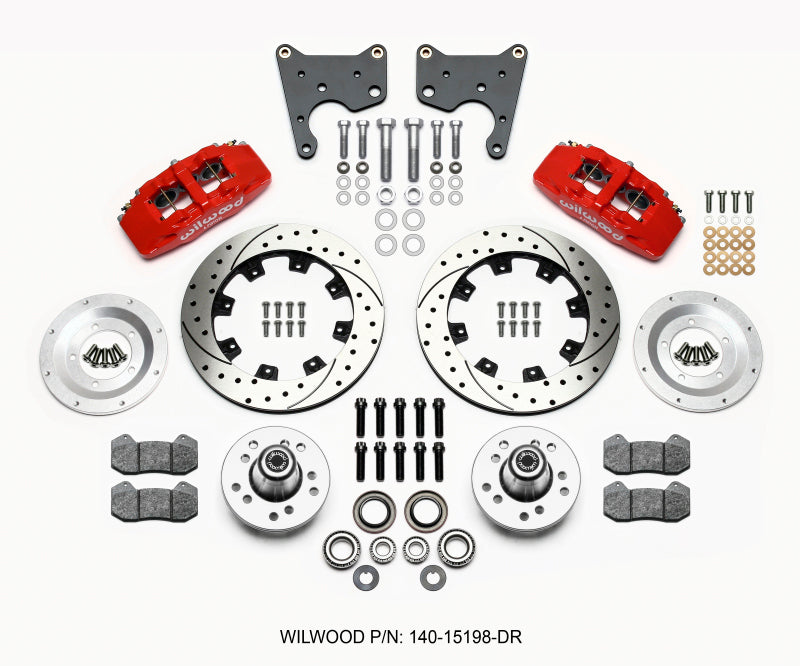 Wilwood Dynapro 6 Front Hub Kit 12.19in Drill Red for 1965-1972 Chrysler Dodge Plymouth C Body - OneFastShop